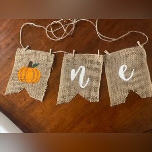 Rustic Burlap ONE little pumpkin birthday banner